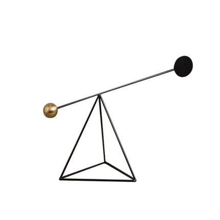 Balance Art Decor - Geometric Compass Sculpture in Blue & Orange