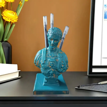 Caesar Statue Pen Holder - Roman Emperor Desk Organizer